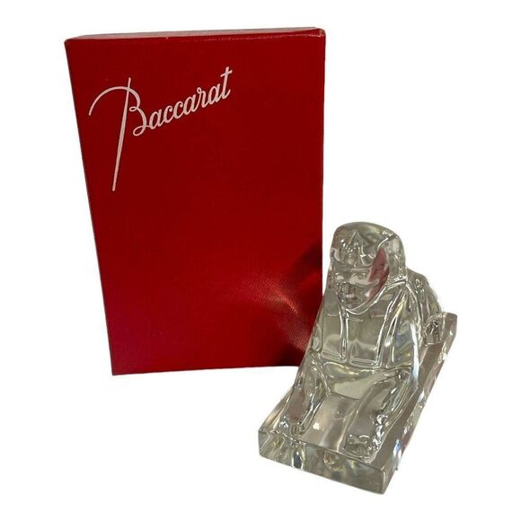 Baccarat France Sphinx Crystal Figurine Sculpture Paperweight Original Box VTG